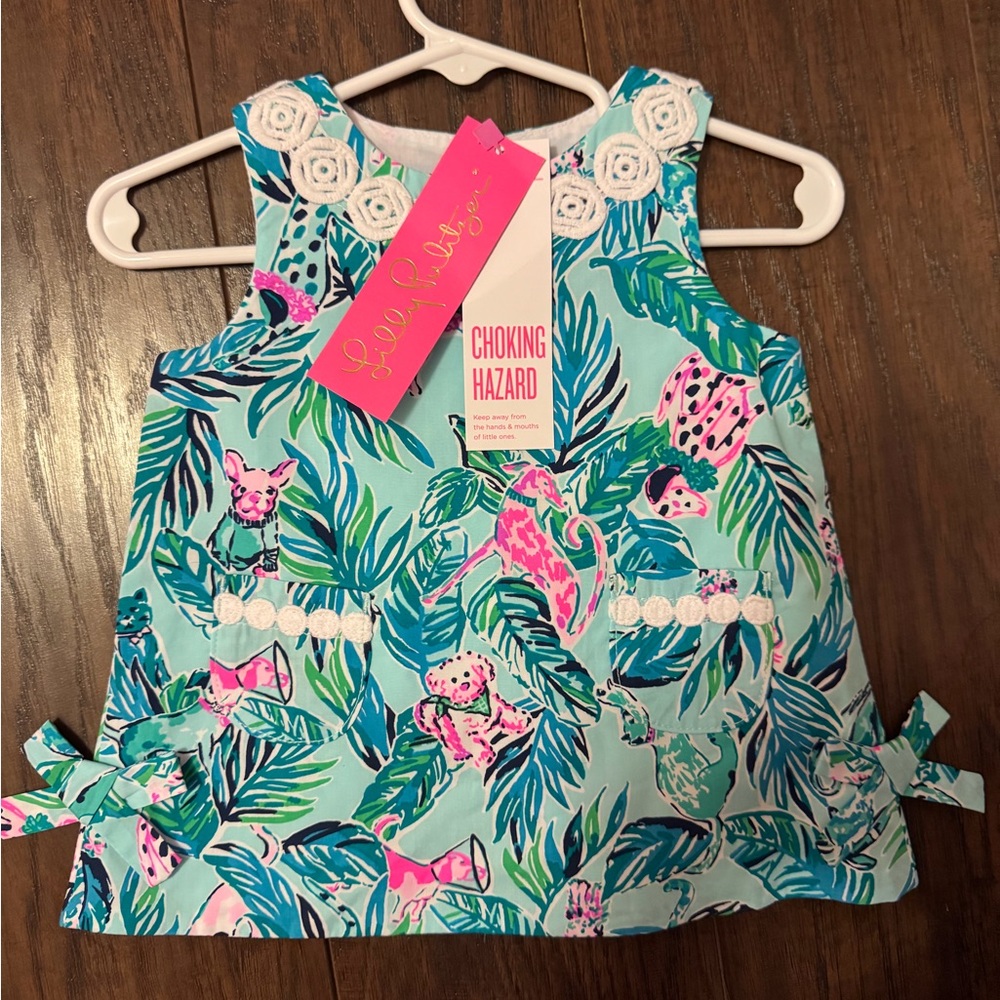 Lilly Pulitzer Tropical Print Kids Dress - Blue and Pink